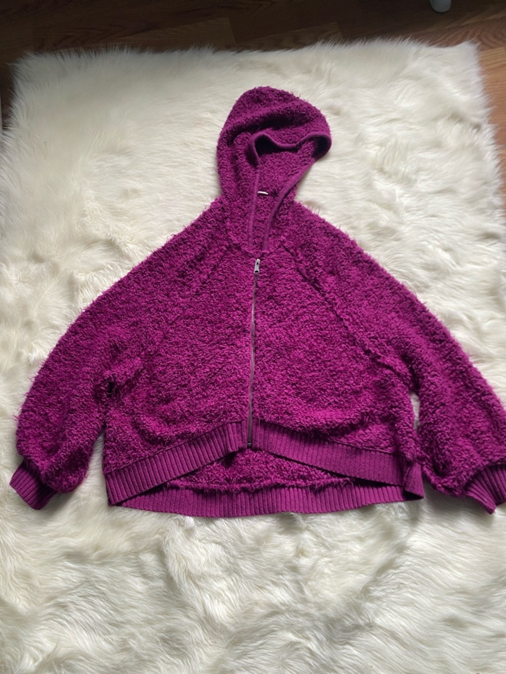 Free People Plush Open Knit Sweater in Fuchsia